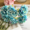 GobekUsa Blue Flower Cherry Stamen Berries Bundle for DIY Christmas Wedding Decor