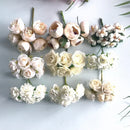 GobekUsa Ivory Flower Cherry Stamen Berries Bundle for DIY Christmas Wedding Decor