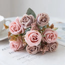 GobekUsa 8-Head 30cm Pink Peony Silk Bouquet Wedding Home Decoration Flower Wall