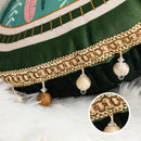 GobekUsa Ethnic Print Tassel Cushion Cover - Round Dutch Velvet Sofa Pillow