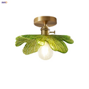 GobekUsa Green Flower Glass Copper Ceiling Light - Nordic Modern LED, Living Room Bedroom Hallway Fixtures