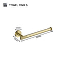 GobekUsa Brushed Gold Brass Bathroom Accessories Set: Hand Towel Bar, Toilet Paper Holder, Robe Hook