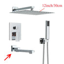 GobekUsa Black Wall Mounted Shower System with Handshower - 12/16 Inch Rainwater Faucet