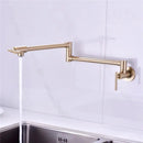 GobekUsa Brushed Gold Kitchen Pot Filler Faucet Wall Mount Single Cold Foldable Spout