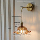 GobekUsa Glass & Copper Green Flower LED Wall Sconce with Pull Chain