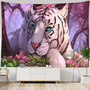 GobekUsa Enchanted Forest Tapestry: Animals, Flowers, Moon - Home Decor