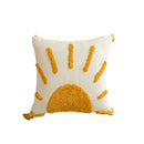 GobekUsa Golden Yellow Geometric Tufted Tassel Cushion Cover - Modern Boho Home Decor