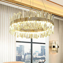 GobekUsa Crystal LED Pendant Light Chrome/Gold Luxury Chandelier for Kitchen Living Room.