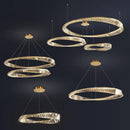 GobekUsa Gold Steel Rings Crystal Pendant Light