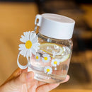 GobekUsa Daisy Flower Glass Water Bottle Portable Tumbler 350ML