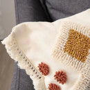 GobekUsa Boho Ivory Brown Tufted Lace Pillow Cover 50x30/45x45cm for Living Room/Sofa