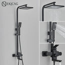 GobekUsa Black Stainless Steel Shower Faucet Set with Waterfall Outlet - Chrome Bathtub Tap