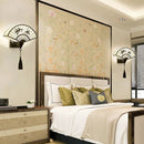 GobekUsa Chinese Style Iron Art Wall Lamp for Living Room, Bedroom, Hallway - E27 Fabric Sconce