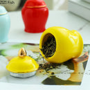 GobekUsa Gold Tea Canister Ceramic Storage Jar with Lid for Desk Decoration