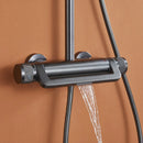 GobekUsa Gray Thermostatic Shower Faucet Set: Brass Rainfall Waterfall Bath and Shower