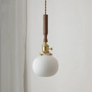 GobekUsa Ceramic LED Pendant Lamp, Walnut Wood Nordic Hanging Light Fixtures