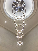 GobekUsa Crystal Rings Chandelier: Modern Luxury Staircase Lighting Fixture