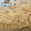 GobekUsa Korean Princess Floral Print Bedding Set in Washed Cotton for Girls