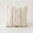 GobekUsa Ivory Cushion Cover with Pompom Tassels - Home Decor for Living Room Sofa Booth
