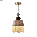 GobekUsa Brown Wood Ceramic Tassel LED Pendant Lights for Modern Interior Lighting
