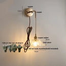 GobekUsa Adjustable LED Wall Light Clear Glass Copper Bedside Lamp
