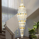 GobekUsa Crystal Chandelier: Duplex Building Spiral Staircase Contemporary Light Luxury Fixture