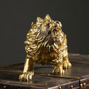 GobekUsa Golden Lion King Resin Figurines: Luxury Desktop Ornaments for Home & Office