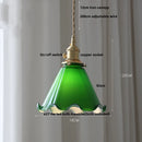 GobekUsa Brass Knob Switch LED Pendant Light, Nordic Amber Glass Hanging Lamp