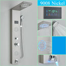 GobekUsa LED Shower Panel Column Faucet with Rainfall Waterfall, Back Jet, Mixer Tap