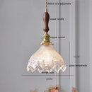 GobekUsa Green Glass LED Pendant Lamp with Copper Wood Handle for Modern Nordic Home Decor