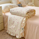 GobekUsa Korean Cotton Patchwork Quilt with Lace and Ruffle for Summer