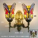 GobekUsa Butterfly Glass Sconces LED Wall Lamps Tiffany Mediterranean Bedroom Lighting