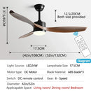 GobekUsa 52" Black Ceiling Fan Light with Remote Control for Living Room, Restaurant, and Household