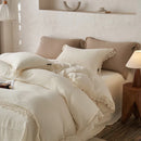 GobekUsa Lace Edge Cotton Bedding Set for Soft Skin with Duvet, Sheets, and Pillowcases