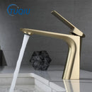 GobekUsa Brushed Gold Bathroom Basin Faucet - Single Hole Water Mixer Crane