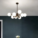 GobekUsa Glass Ball Chandelier - Art Deco Black Pendant Lighting for Home Dining Room