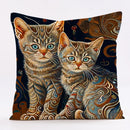 GobekUsa Cat Design Linen Pillowcase 45x45cm for Home Decor and Cushion Covers
