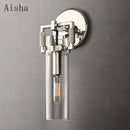 GobekUsa Industrial Glass Wall Lamp Retro Sconce for Bedroom Study Loft Dining Room
