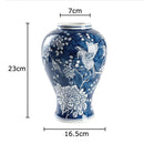 GobekUsa Blue Porcelain Vase: Flowers and Birds Pattern Table Decor Floral Vases Room Aesthetic