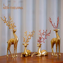GobekUsa Golden Deer Figurines: European Feng Shui Home Decor Sculptures