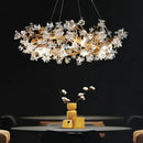 GobekUsa Kapok Flower Glass Crystal Chandelier for Living Room Dining Bedroom