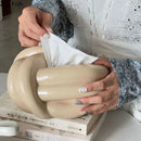 GobekUsa Ceramic Knot Tissue Box Paper Extractor Porcelain Napkin Holder Modern Decoration