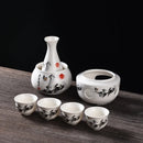 GobekUsa Ceramic Sake Set: Sake Bottle, Warmer, & 4 Cups
