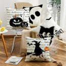 GobekUsa Halloween Pumpkin Linen Cushion Cover Set for Home Sofa Bedroom Decor