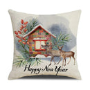 GobekUsa Cartoon Birds Christmas Pillowcase 45X45cm - Linen Sofa Cushion Cover