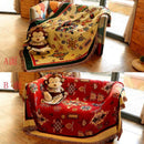 GobekUsa Knitted Cotton Throw Blanket with Tassel - Geometric Bohemian Design