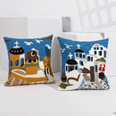 GobekUsa Coastal Chic Blue Geometric Cushion Cover 45x45cm Soft Cotton Breathable Zipper