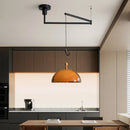 Brown Acrylic Pendant Light With Dark Wood Accent