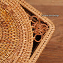 GobekUsa Handwoven Rattan Storage Box with Lid Chinese Knot Ornament for Kitchen Organization