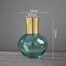 GobekUsa Gold Metal Glass Vase: Round Transparent Terrarium for Home Decor & Flower Arrangement
